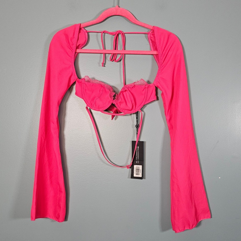 White Fox Boutique Women's Level Up Long Sleeve Crop Top Lipstick‎ Pink XS